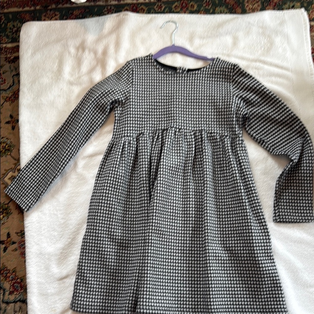 Hanna Andersson Black and White A-Line Dress with Peter Pan Collar